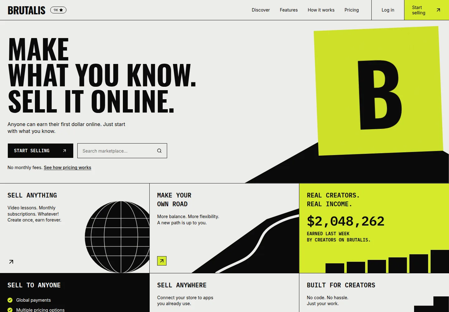Brutalis concept website homepage