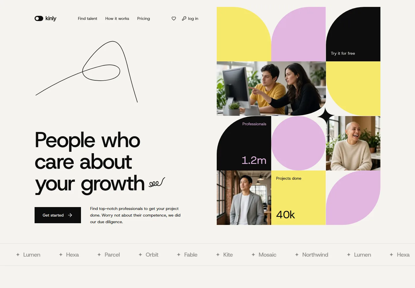 kinly concept website homepage