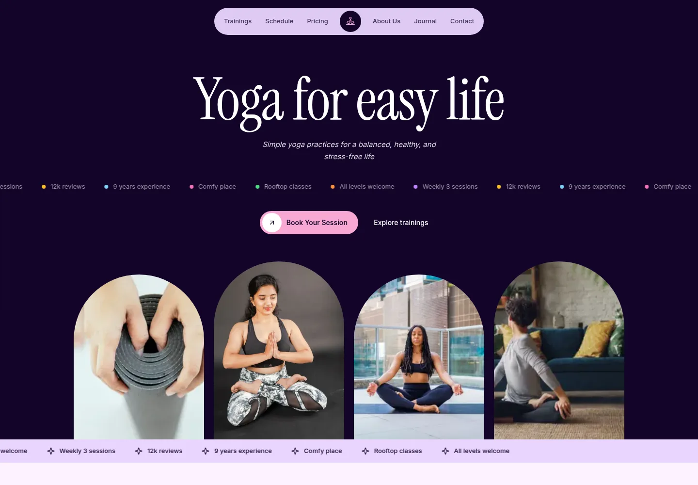 Sukha Yoga House concept website homepage