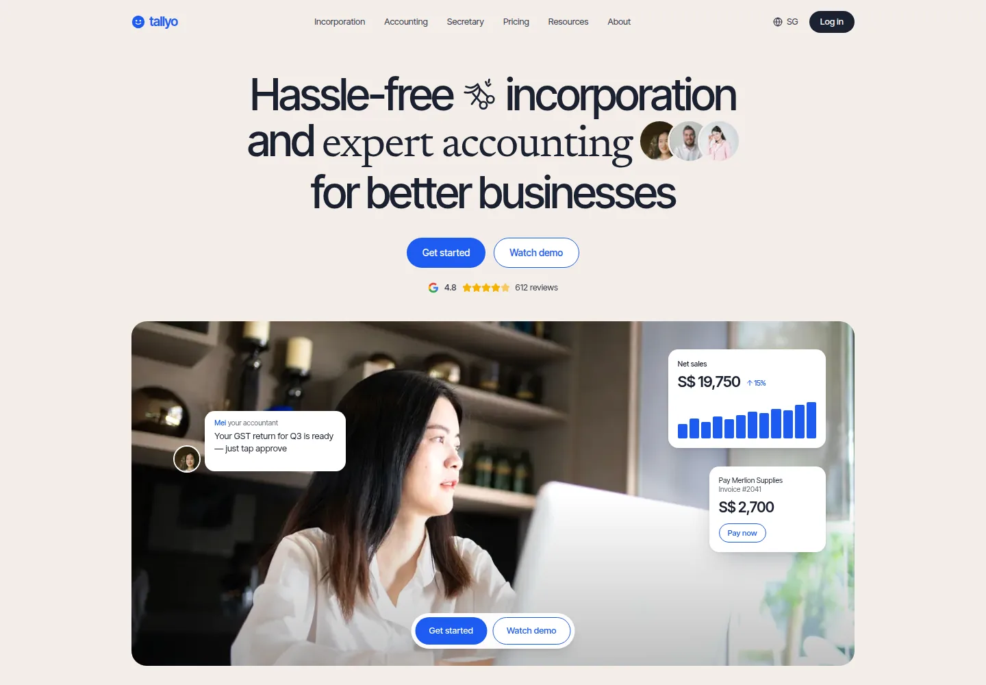 Tallyo concept website homepage