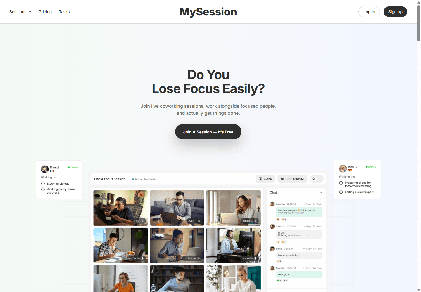 MySession website homepage